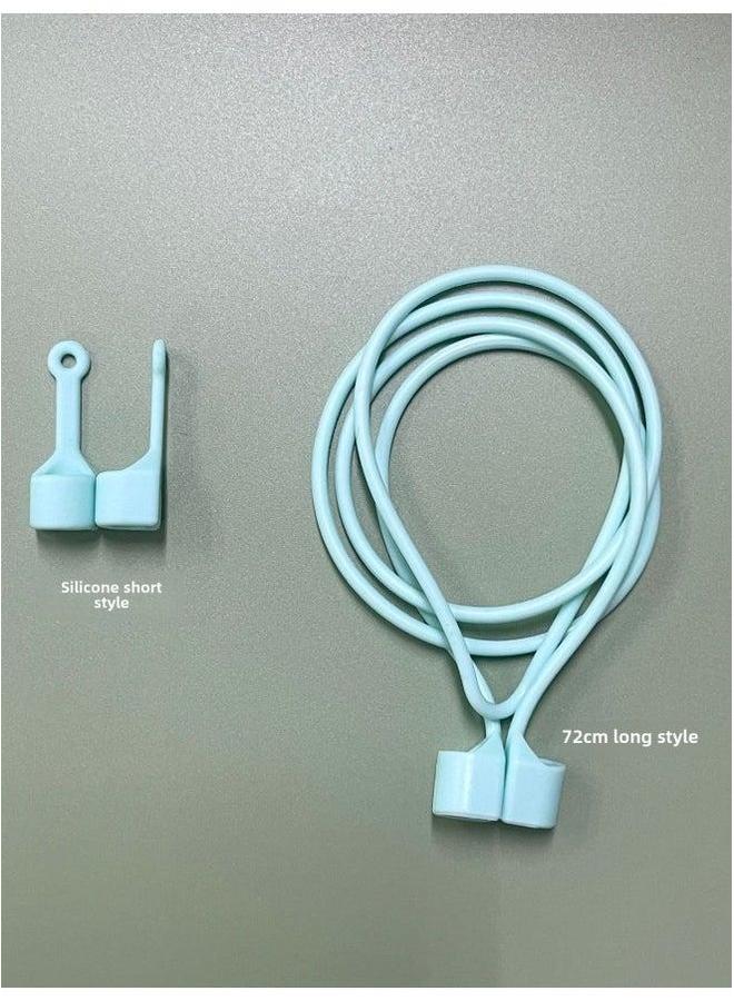 For Apple AirPods234 Generation Huawei Xiaomi Air2Spro2 Magnetic Headset Anti-lost Rope Silicone Lanyard-Color:571c Green-Applicable Models:Airpods72cm Lanyard (oil Spray, Silky To The Touch, Non-sticky Dust) - Image 1