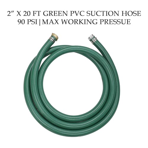 Eastrans Discharge Hose Pump Kit Includes 2" x 50' Blue PVC Lay-Flat Backwash Hose & 2" x 20' Green PVC Suction Hose with Male X Female Aluminum Pin Lug Fittings, Steel Round Hole Suction Strainer - Image 2