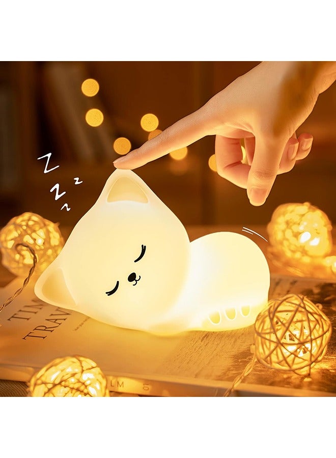 Arabest Night Light for Kids Lamp Cat Lamp, Color Changing, Tap Control, Silicone Cat Night Light for Kids Night Light, USB Rechargeable Cordless Night Lights for Kids Room - Image 1