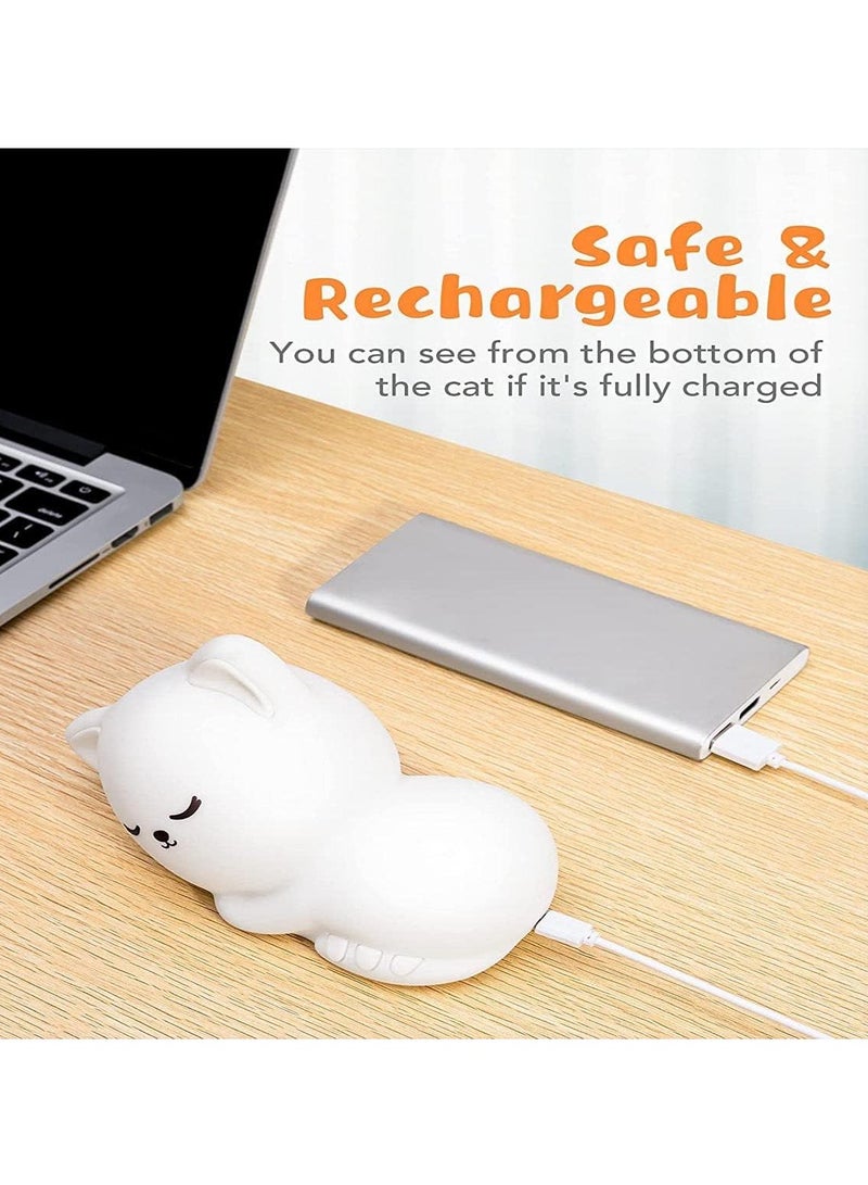 Arabest Night Light for Kids Lamp Cat Lamp, Color Changing, Tap Control, Silicone Cat Night Light for Kids Night Light, USB Rechargeable Cordless Night Lights for Kids Room - Image 5