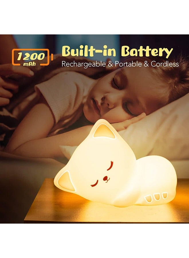 Arabest Night Light for Kids Lamp Cat Lamp, Color Changing, Tap Control, Silicone Cat Night Light for Kids Night Light, USB Rechargeable Cordless Night Lights for Kids Room - Image 4