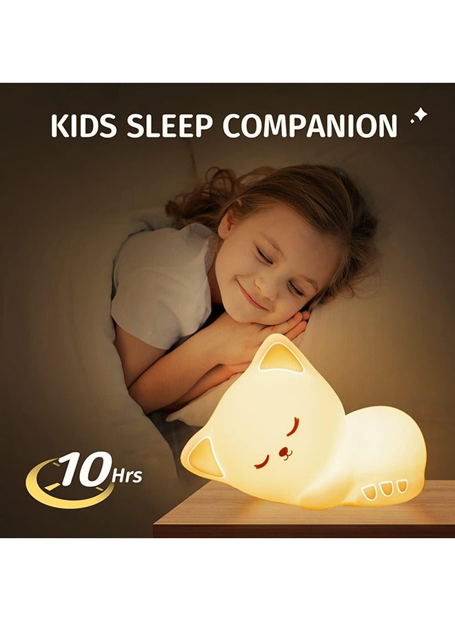 Arabest Night Light for Kids Lamp Cat Lamp, Color Changing, Tap Control, Silicone Cat Night Light for Kids Night Light, USB Rechargeable Cordless Night Lights for Kids Room - Image 2