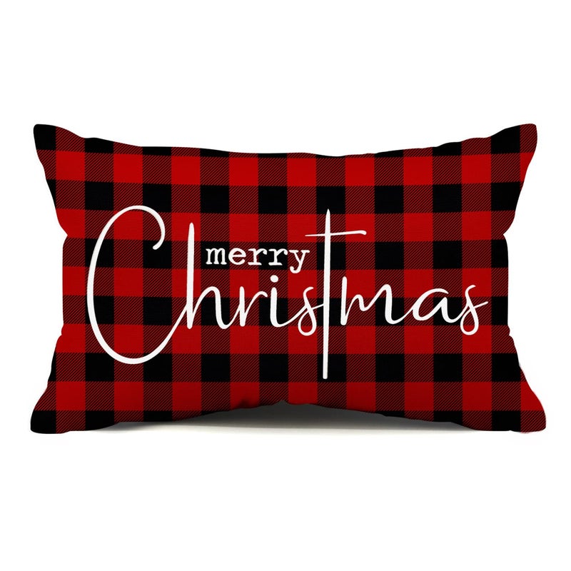 Allorry Merry Christmas Pillow Covers Set of 2 Cotton Linen Farmhouse Christmas Decorations Throw Pillow Cases Covers for Couch Bed Sofa 12x20 Inches