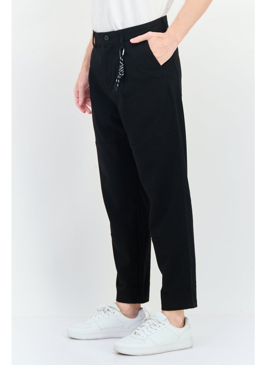 Selected Homme Men Fashion Fit Solid Straight Leg Pants, Black  - Image 3