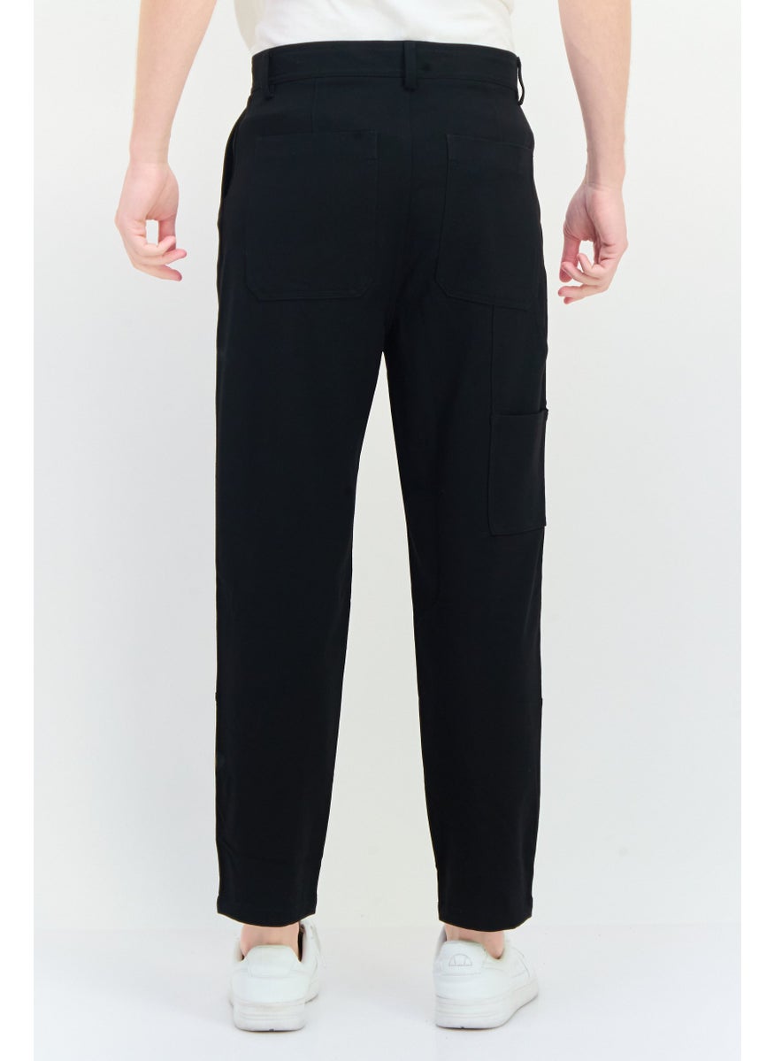 Selected Homme Men Fashion Fit Solid Straight Leg Pants, Black  - Image 4