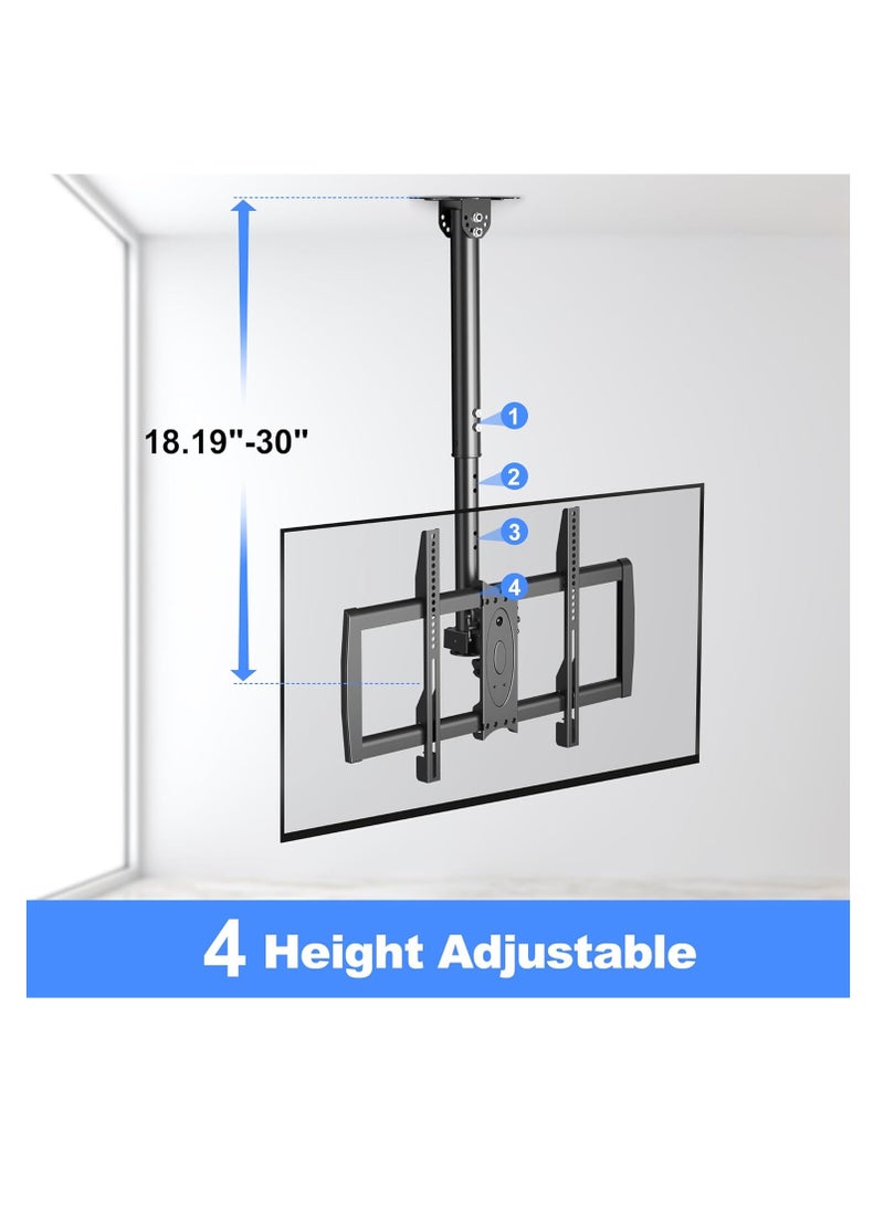 حامل تلفزيون سقف من شينلي يناسب معظم شاشات بلازما LCD LED مقاس 37-75 بوصة مع ماكس فيسا 600 × 400 ملم، تحميل حتى 50 كجم/110 باوند، قابل للدوران والإمالة بارتفاع قابل للتعديل MC61A - Image 2