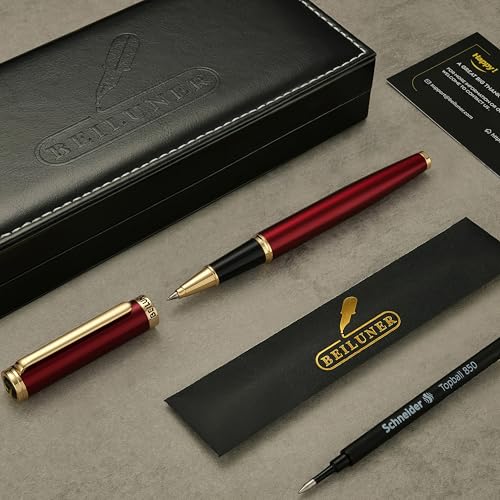 BEILUNER Luxury Rollerball Pen,24K Gold Trim,Noble and Elegant Designs,Schneider Ink Refill, Best Roller Ball Pen Gift Set for Men & Women, Professional, Executive Office, Nice Pens - Image 2