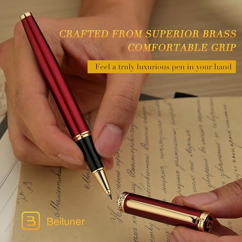 BEILUNER Luxury Rollerball Pen,24K Gold Trim,Noble and Elegant Designs,Schneider Ink Refill, Best Roller Ball Pen Gift Set for Men & Women, Professional, Executive Office, Nice Pens - Image 5