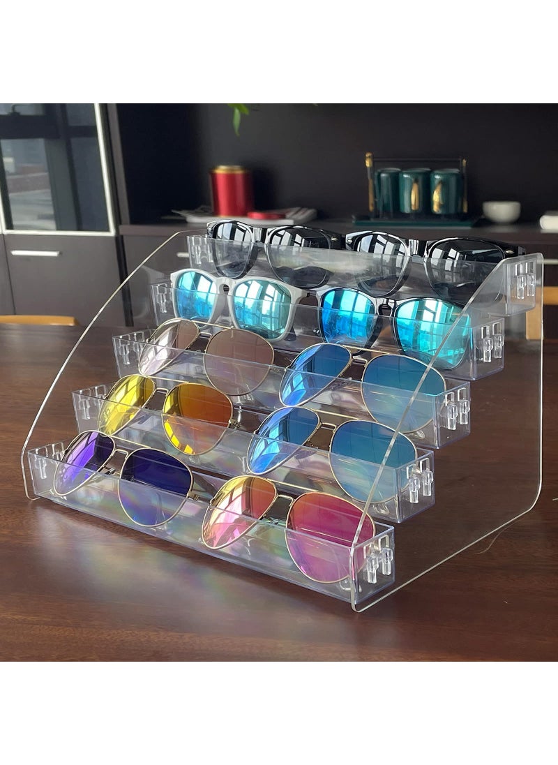 MineSign MineSign Sunglasses Organizer Clear Eyeglasses Display Case Sticker Display Tray Box For Glasses Tabletop Holder Stand 5 layer 