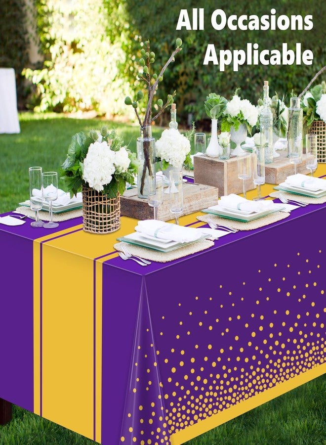 LANLISA Purple and Gold Tablecloth Graduation Decorations 2025 2 Pack, Disposable Plastic Table Cloths for Birthday Masquerade Retirement Party Decor - Image 2