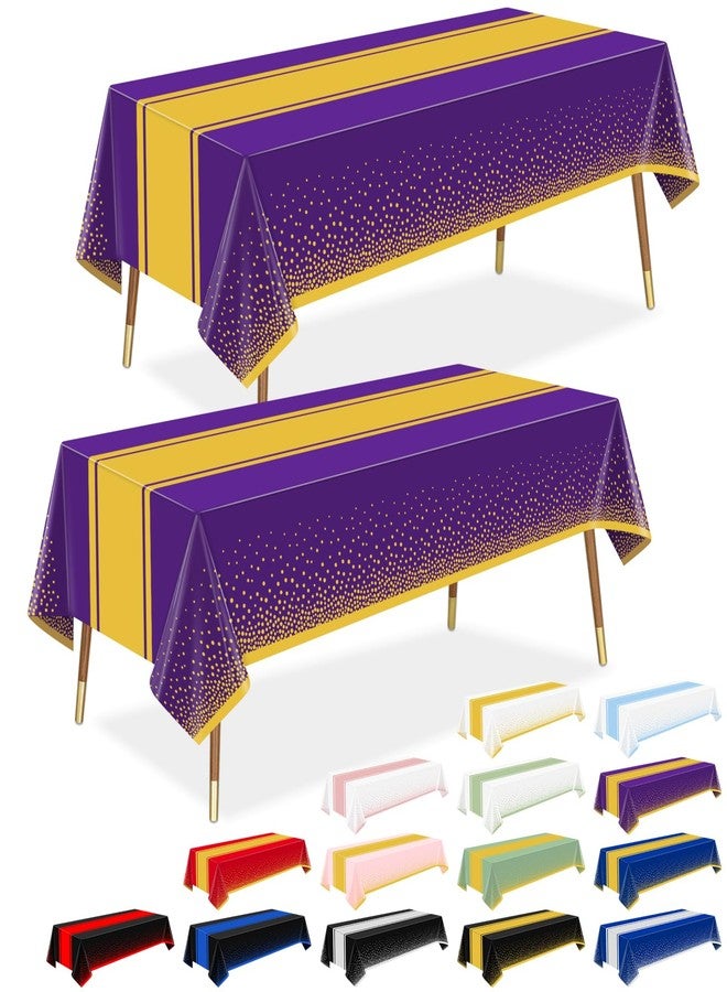 LANLISA Purple and Gold Tablecloth Graduation Decorations 2025 2 Pack, Disposable Plastic Table Cloths for Birthday Masquerade Retirement Party Decor - Image 1