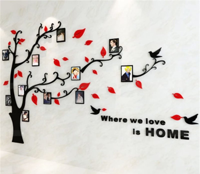 guangmu 3D Tree Wall Stickers - DIY Photo Frame Tree Wall Decal Family Photo Frame Sticker Murals Wall Decor Living Room Bedroom TV Background Home Decorations (L:91 * 69in,Red Right) - Image 3