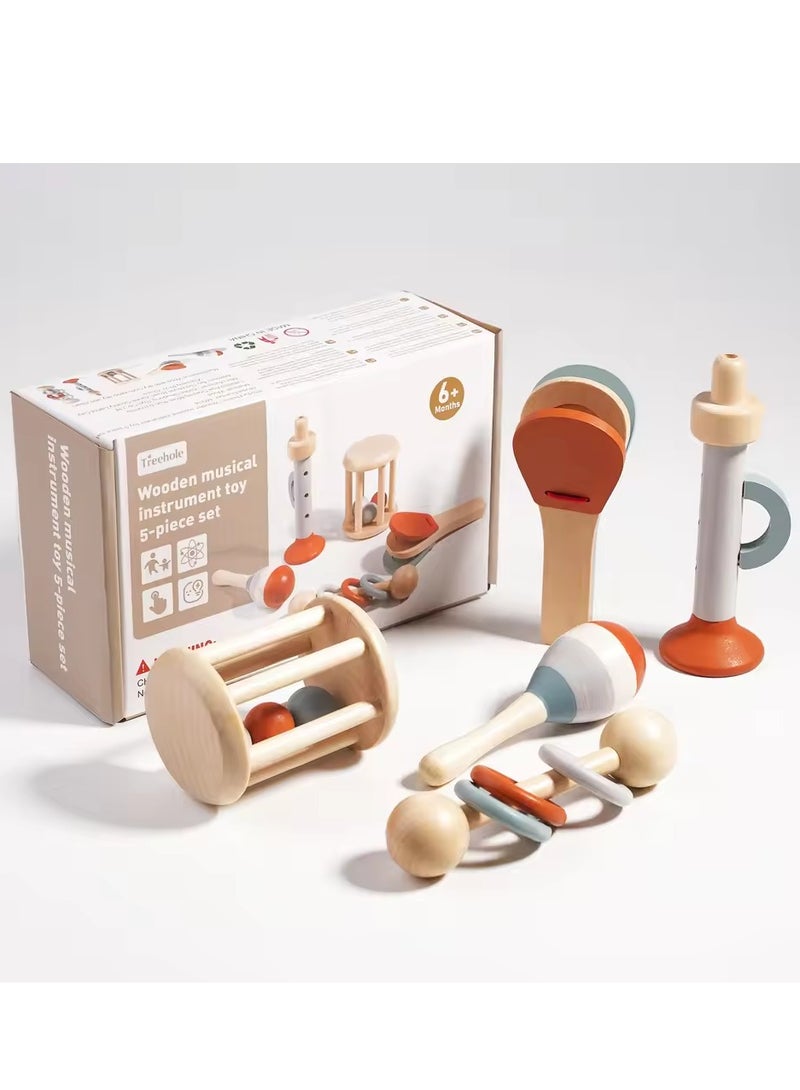 Baby Handheld Bell, Ringing Instrument, Early Childhood Education, Soothing Bed Bell, Wooden Gripping, Wooden Baby Rattle Toy for Newborns Infant Boys and Girls Gifts - Image 1