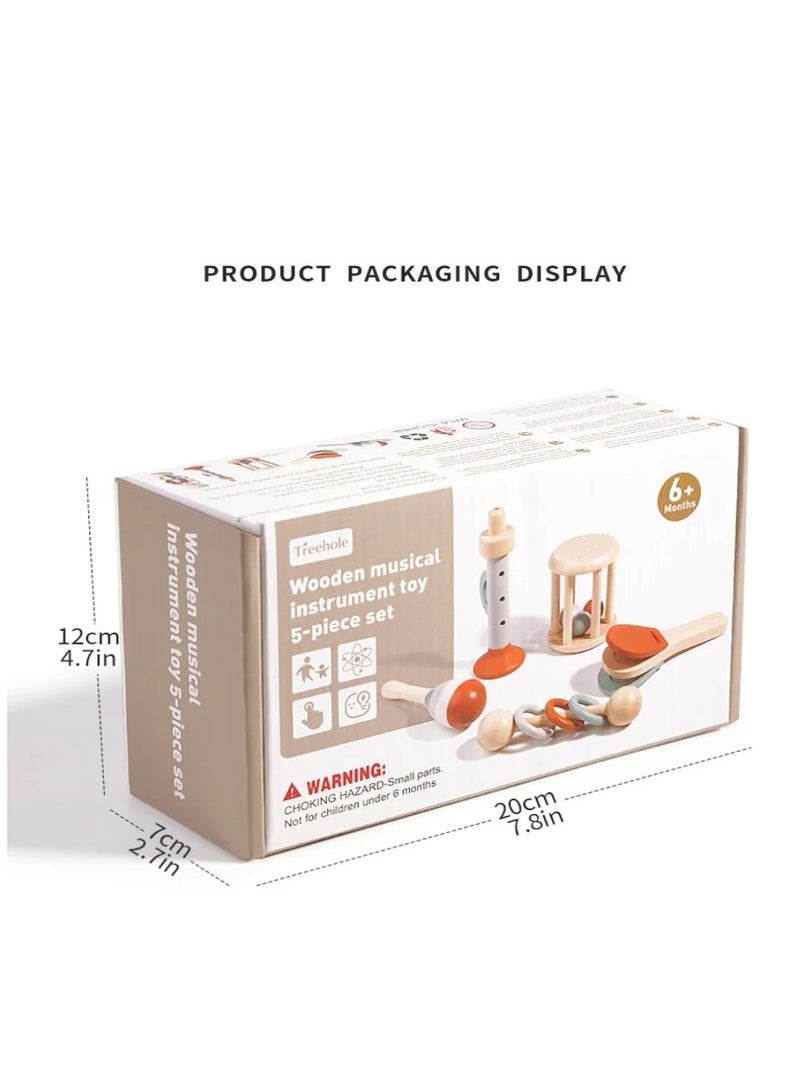 Baby Handheld Bell, Ringing Instrument, Early Childhood Education, Soothing Bed Bell, Wooden Gripping, Wooden Baby Rattle Toy for Newborns Infant Boys and Girls Gifts - Image 3