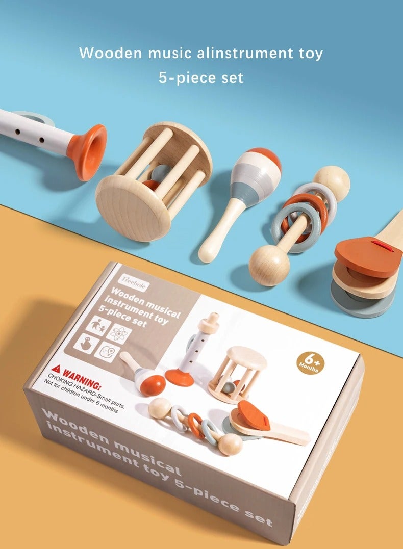 Baby Handheld Bell, Ringing Instrument, Early Childhood Education, Soothing Bed Bell, Wooden Gripping, Wooden Baby Rattle Toy for Newborns Infant Boys and Girls Gifts - Image 5