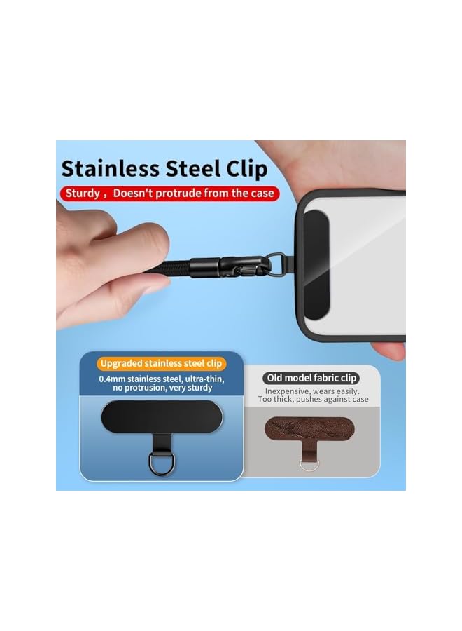 Green Tiger Phone Lanyard with Anti-Drop Lock, 7mm Braided Strap, 360° Rotating Hook, 2-Pack with Metal Patches, Black and Purple - Image 2