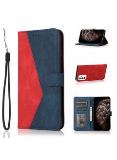 Generic Case Cover For Samsung Galaxy A82 5G/ Quantum 2 Dual-color Stitching Leather Phone Case Red Blue 