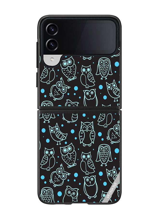 VR CREATIVE Protective Case Cover For Samsung Galaxy Z Flip4 Night Owl Stroke Design Multicolour - Image 1