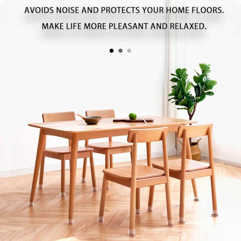 Gaguiup Silicone Chair Leg Floor Protectors With Felt, 16Pcs Chair Leg Protectors For Hardwood Floors, Clear Furniture Cup Chair Leg Covers To Protect Floors, Anti-Scratches&Noice(Round,Fit:1.1""-1.4"") - Image 2