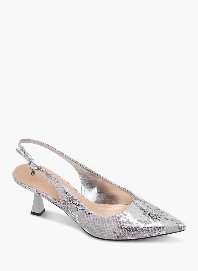 Celeste Womens Textured Slingback Shoes With Flared Heels  - Image 1