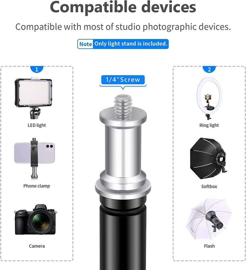 Dyazo 6 Feet Height Adjustable Aluminum Alloy Portable Light Stand for Ring Light 2.5 ft -6 ft Maximum Load Capacity 2 kgs (Black) - Image 1