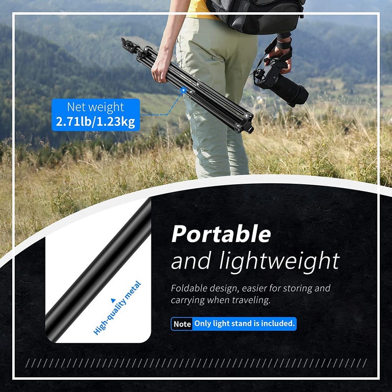 Dyazo 6 Feet Height Adjustable Aluminum Alloy Portable Light Stand for Ring Light 2.5 ft -6 ft Maximum Load Capacity 2 kgs (Black) - Image 5