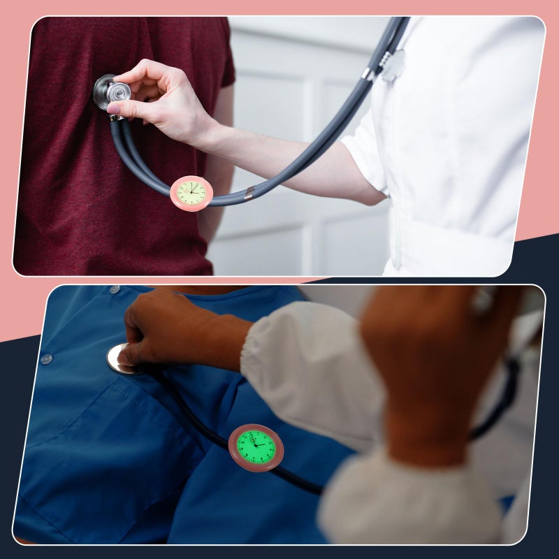 Dansydaisy 1 Pcs Glow in The Dark Stethoscope Watch Nurse Gift Clip on Pocket Watch with Second Hand Appreciation Medical Accessories for Nursing Students Doctor Clinic Staff(Pink,12 Hour) - Image 4
