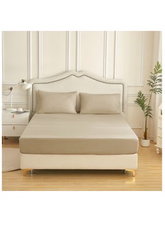 Donetella Bedding Fitted Sheet Set 3-Pcs King Size Solid Soft & Silky Extra Deep Cooling Bed Sheet Brushed MIcrofiber , Beige  - Image 1