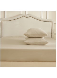 Donetella Bedding Fitted Sheet Set 3-Pcs King Size Solid Soft & Silky Extra Deep Cooling Bed Sheet Brushed MIcrofiber , Beige  - Image 3
