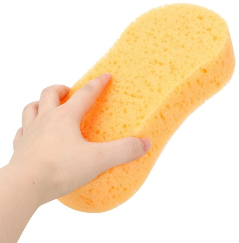 Premium Car Wash Foam Sponge for Fast Non Scratch Cleaning, 3PCS, Big Coral Type, Soft Large Thick for Washing Bathroom Bike Boat Kayak and Household Use, Yellow