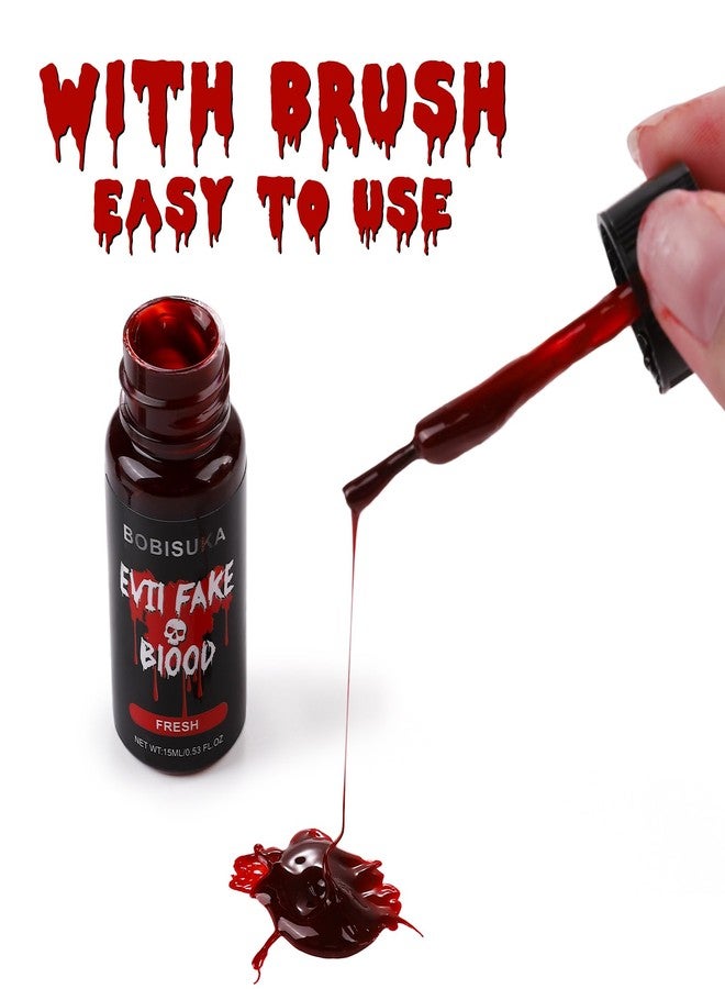 BOBISUKA Halloween Fake Blood, Edible Stage Blood 0.53oz, Realistic Vampire Blood SFX Makeup Kit, Washable Faux Blood Gel for Zombie Monster Special Effects Makeup, Costume Cosplay, Stage&Film (Fresh) - Image 3