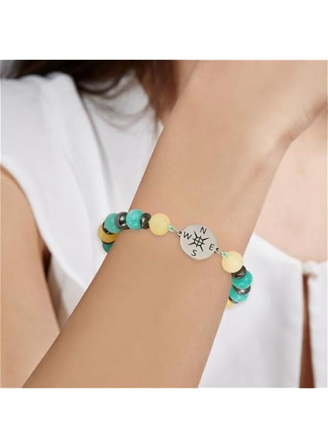 Arabest Graduation Gifts for Her/Him Inspirational Compass Bracelet Adjustable Bracelets for Women/Men Natural Stone Bead Bracelets with Card and Unique Graduation Cap Box for 2025 Graduation Gifts - Image 3