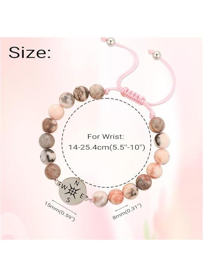 Arabest Graduation Gifts for Her/Him Inspirational Compass Bracelet Adjustable Bracelets for Women/Men Natural Stone Bead Bracelets with Card and Unique Graduation Cap Box for 2025 Graduation Gifts - Image 5