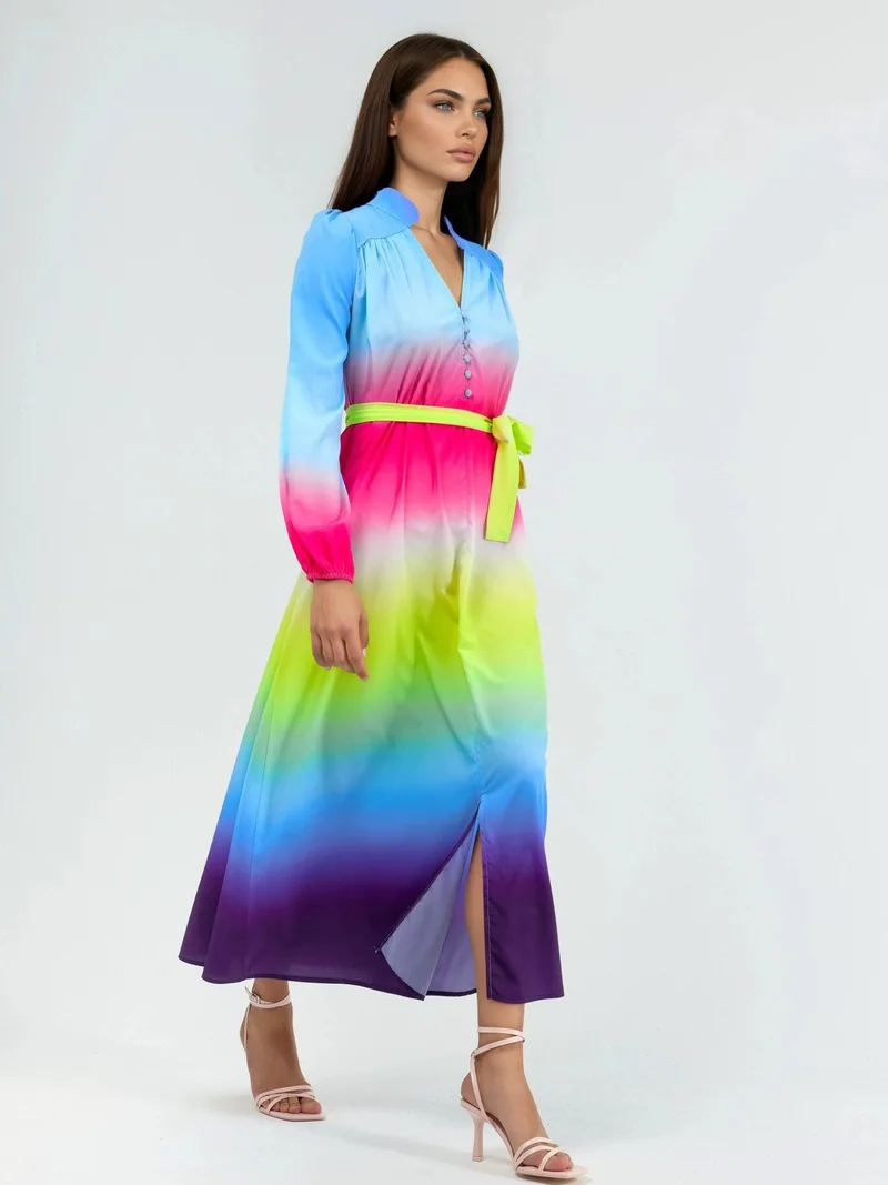 جينيفر Ombre Maxi Dress with Belt