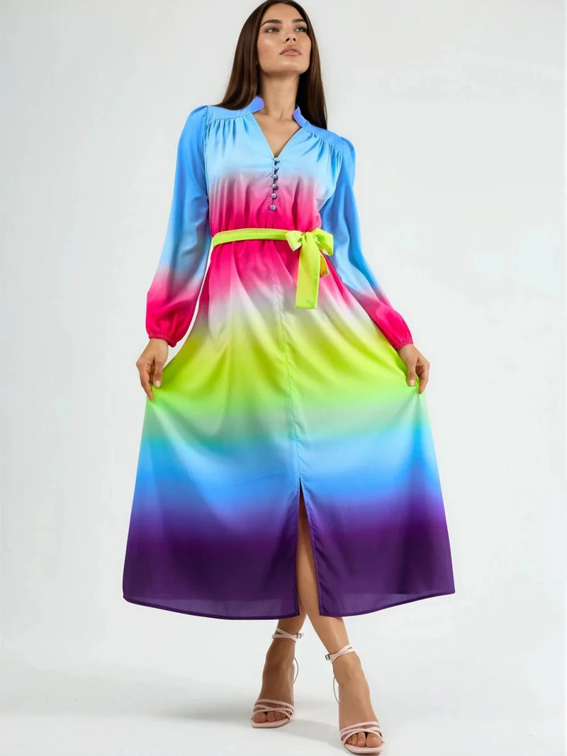 جينيفر Ombre Maxi Dress with Belt