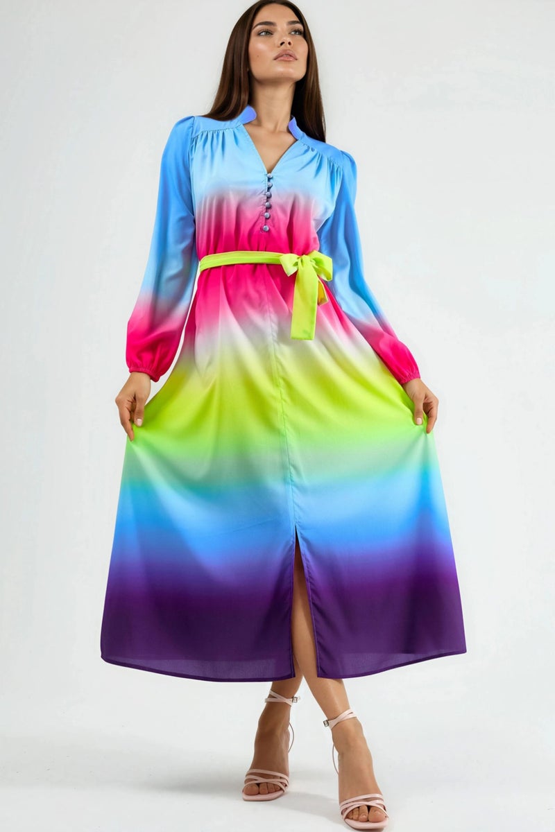 Jennyfer Ombre Maxi Dress with Belt - Image 1