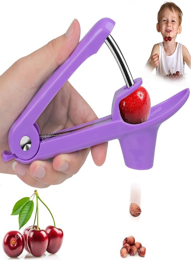 EddHomes Cherry Pitter Tool Pit Remover, Cherry Core Remover Tool with Space-Saving Lock Design, Heavy-Duty Cherry Pit Remover for Kids / Making Cherry Jam - Image 1