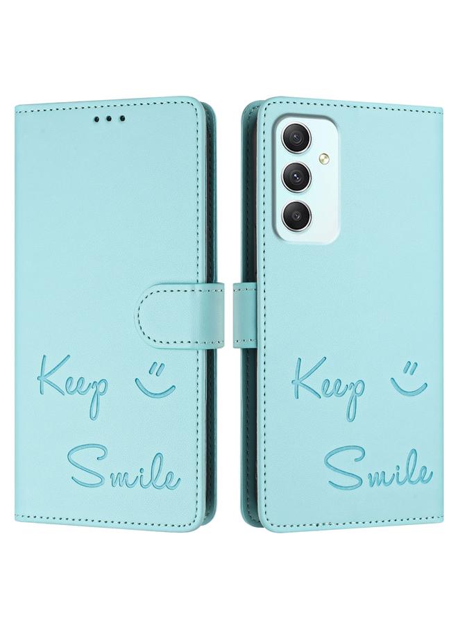 S-TOP Case For Samsung Galaxy A35 5G Smile Embossing RFID Leather Phone Case - Image 3