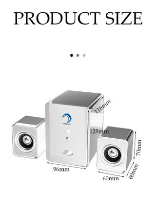 Computer speaker, home desktop Bluetooth speaker three piece set, USB power supply, with 3.55mm audio interface, suitable for laptops, tablets, smart TVs, mobile phones - view 2