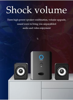 DUNISO Computer speaker, home desktop Bluetooth speaker three piece set, USB power supply, with 3.55mm audio interface, suitable for laptops, tablets, smart TVs, mobile phones  - Image 5