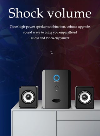 Computer speaker, home desktop Bluetooth speaker three piece set, USB power supply, with 3.55mm audio interface, suitable for laptops, tablets, smart TVs, mobile phones - view 5