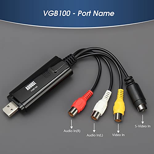 August VGB100 - External USB Video Capture Card - S Video/Composite to USB Transfer Cable - Grabber Lead for Windows 11/10 / 8/7 / Vista/XP - Image 2