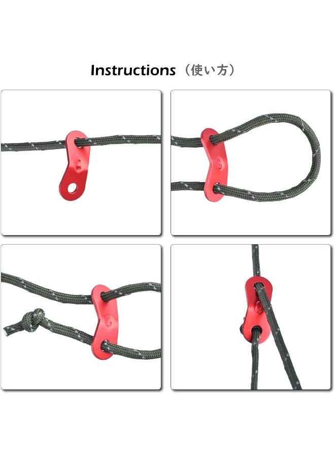 TRIWONDER TRIWONDER Aluminum Alloy Guyline Cord Adjuster Tent Tensioners Rope Adjuster for Tent Hiking Camping (Red (2 Holes) - 12 Pack)  - Image 3