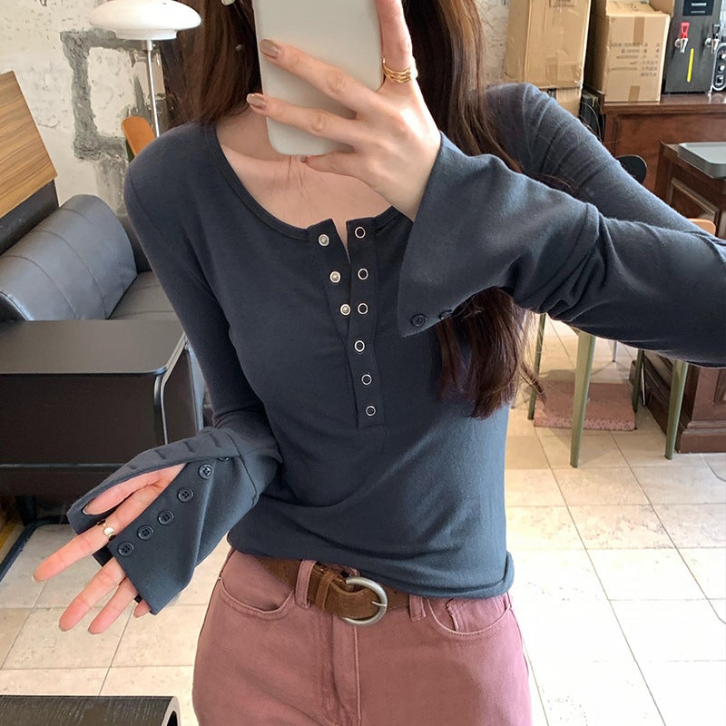 Shopping Mall Real Pograph High-End European Goods Pure Want Inner Base Shirt Women'S Western Style Outer Wearing Long-Sleeved T-Shirt - Image 1