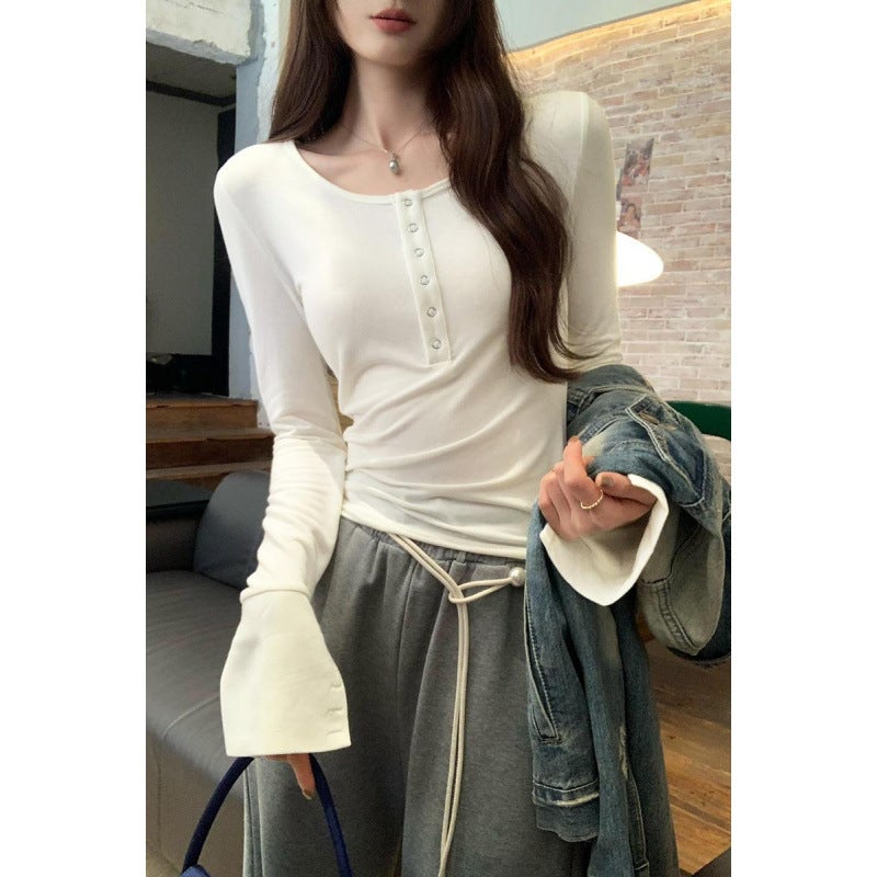Shopping Mall Real Pograph High-End European Goods Pure Want Inner Base Shirt Women'S Western Style Outer Wearing Long-Sleeved T-Shirt - Image 3