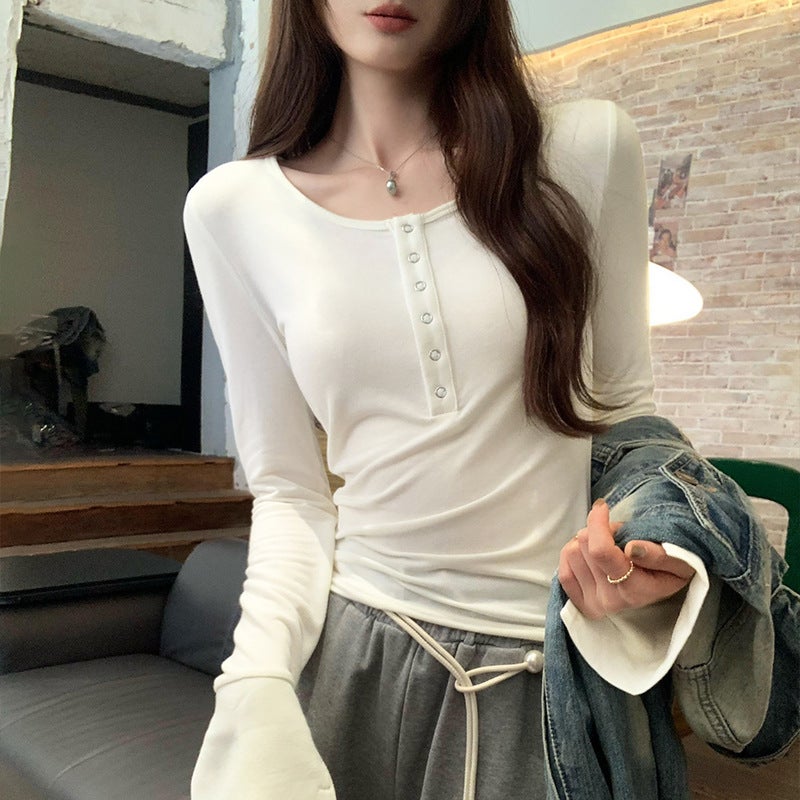 Shopping Mall Real Pograph High-End European Goods Pure Want Inner Base Shirt Women'S Western Style Outer Wearing Long-Sleeved T-Shirt - Image 4