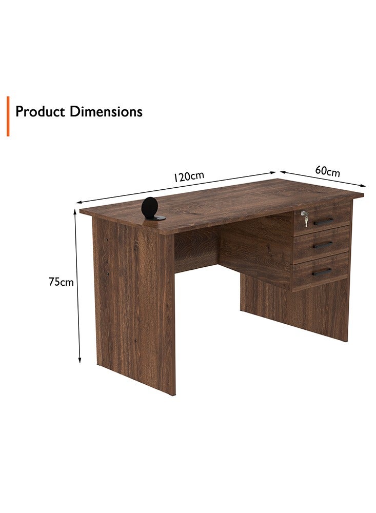 Mahmayi Mahmayi Solama MP1-1260 Writing Table with Hanging Drawers with 51-1H Round Desktop Power Module 1xUSB Slot & 1xEthernet utility port for Office Desk, Confernece Room Table - Brown - Image 3