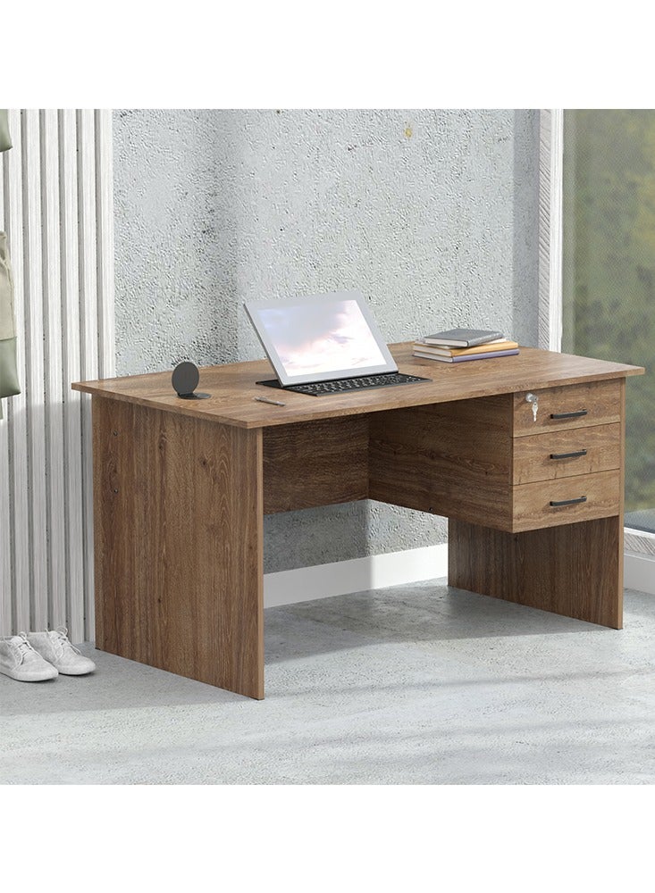 Mahmayi Mahmayi Solama MP1-1260 Writing Table with Hanging Drawers with 51-1H Round Desktop Power Module 1xUSB Slot & 1xEthernet utility port for Office Desk, Confernece Room Table - Brown - Image 4
