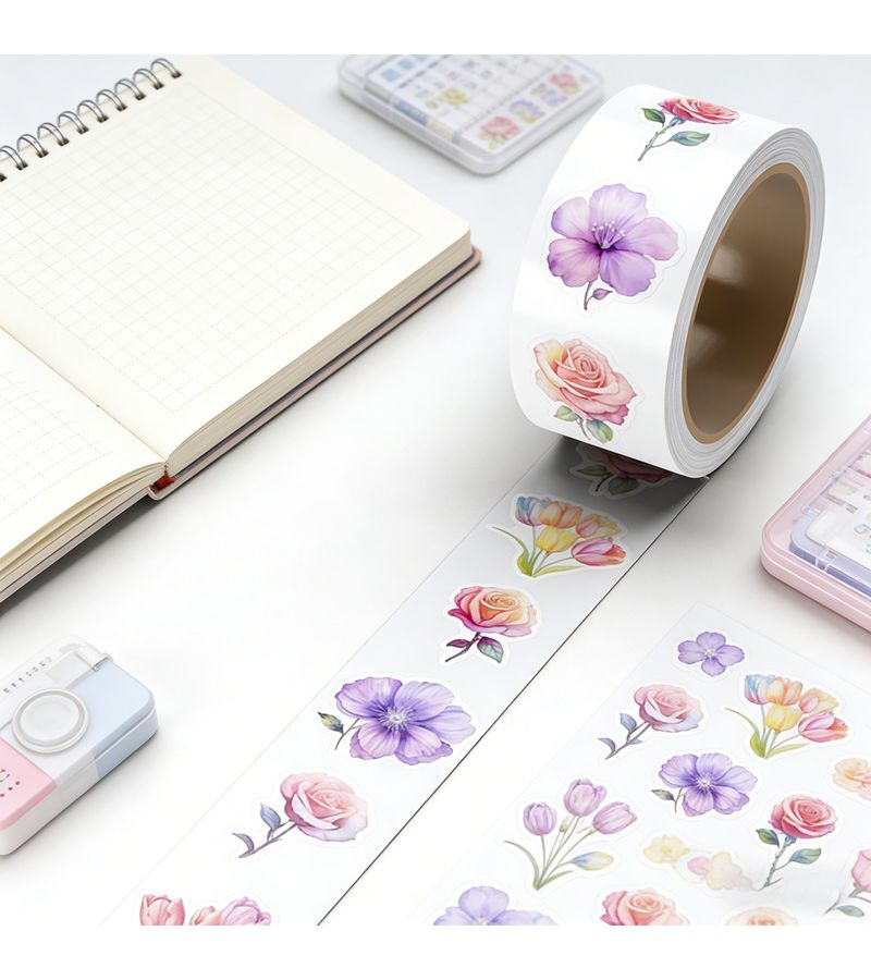 Romantic Flowers Stickers 500pc Roll Cute Envelope Gift Box Seal for DIY Crafts - Image 5