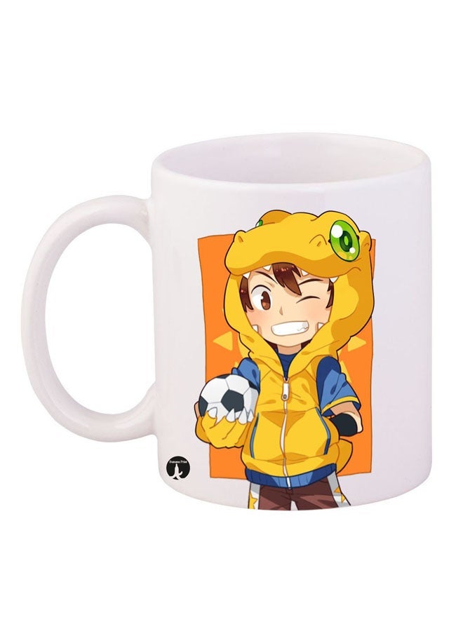 RYN Digimon Printed Mug White/Yellow/Black 11ounce